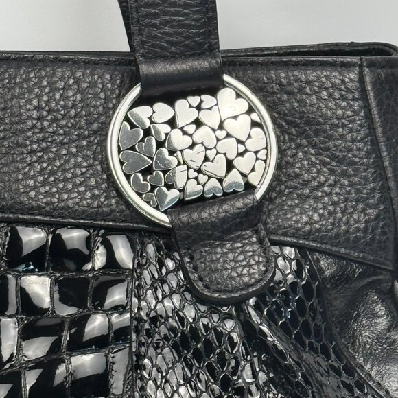 Brighton Black Pebble Leather Gator Embossed Purse Shoulder - Picture 4 of 16